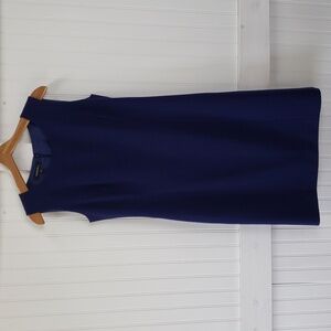 Lafayette 148 NY Blue Wool Sleeveless Elegant Sheath Dress Size 8